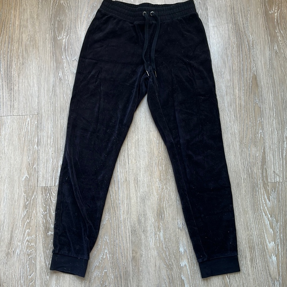 Black velour sweat pants